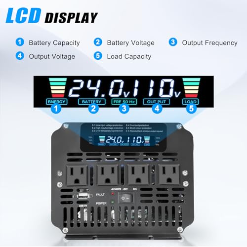 4000 Watt Power Inverter 24V to 110V 120V for Vehicle