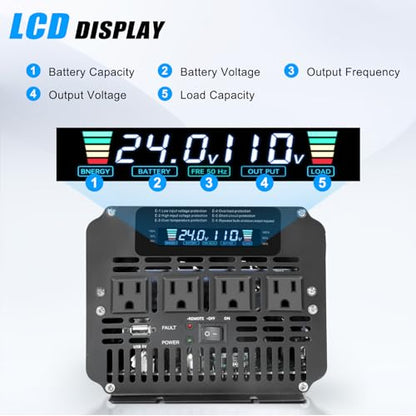 4000 Watt Power Inverter 24V to 110V 120V for Vehicle