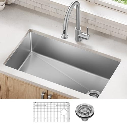 Stainless Steel 33 in 18 Gauge Undermount Sink KHU640
