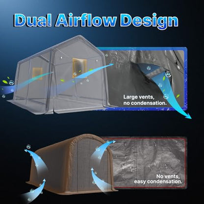 8x14 ft Steel Metal Peak Roof Portable Garage Shelter Storage Shed Carport for Motorcycle