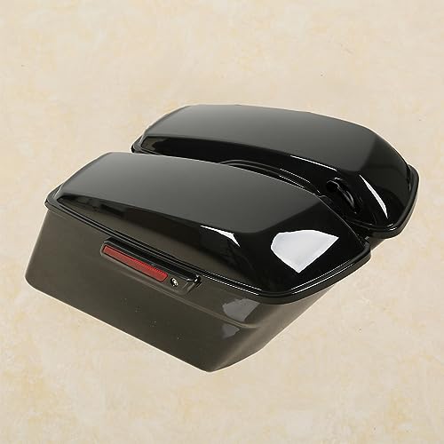 Vivid Black Hard Saddlebags with Black Latch Keys Liners Fit for Harley Touring Road King Street Glide Electra Ultra Classic 2014