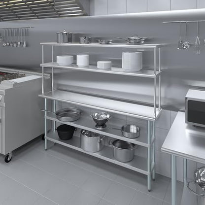Stainless Steel Work Table with 2 Shelves & Overshelf