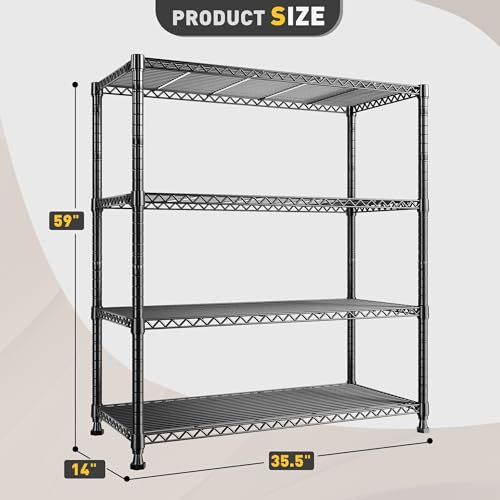 35.5"W 4 Tier Wire Shelving