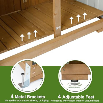 Wood & Metal Outdoor Storage Cabinet with Waterproof Roof