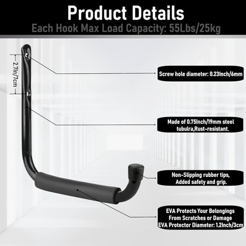 Heavy Duty Steel Garage Storage Hooks (6 Count)