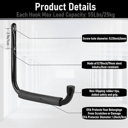 Heavy Duty Steel Garage Storage Hooks (6 Count)