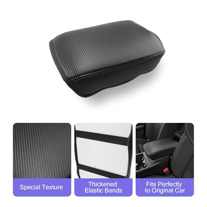2022 2024 Outlander Center Console Cover Compatible with 2022 2023 2024 Mitsubishi Outlander Accessories Armrest Console Cover Carbon Fiber Texture Soft Material