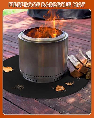 48" Round Fireproof Grill Mat for Deck & Patio