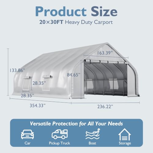 20x30 FT Heavy Duty Curved Carport