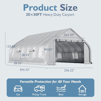 20x30 FT Heavy Duty Curved Carport