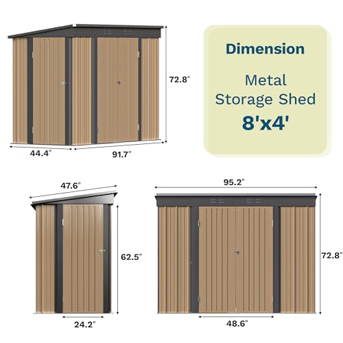 8x4 FT Outdoor Storage Shed