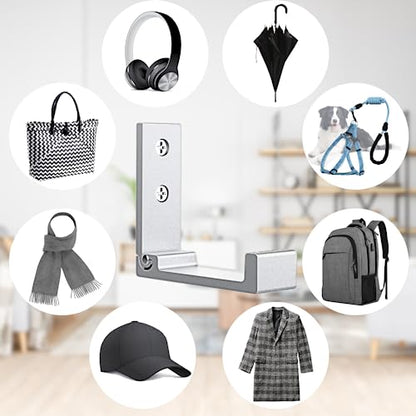 6Pcs Foldable Hooks for Hanging Coat & Bags & Hat & Key Wall Mounted Heavy Duty Aluminum Alloy Folding Coat Hooks with 12pcs Screws for Headphones Holder or Wall Hanger Hook (6 Count)