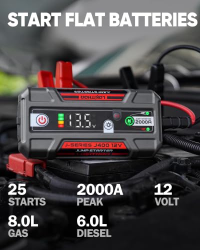 J400 Portable Jump Starter for Upto 8.0L Gas & 6.0L Diesel Engines