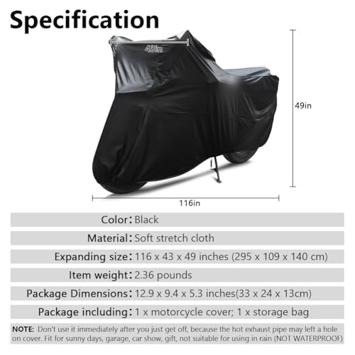 Motorcycle Cover Soft Stretch Waterproof Motor Cover Dustproof Durable Motorbike Cover for Indoor and Outdoor