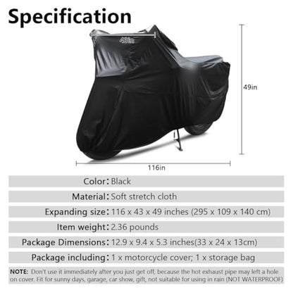 Motorcycle Cover Soft Stretch Waterproof Motor Cover Dustproof Durable Motorbike Cover for Indoor and Outdoor