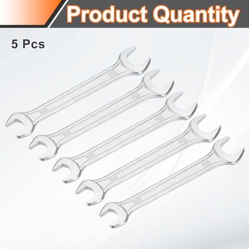 5pcs Double Open End Wrench 10mm x 13mm Metric 15 Degree Offset Angle Small Flat Head Wrench Galvanizing Open Ended Spanner for Automotive Repair Furniture Assembly (5 Count)