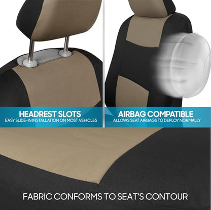 PolyPro Beige Car Seat Covers Full Set with 4