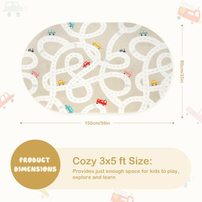 Kids Car Rug 3'x5' Washable Non