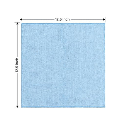 Blue Microfiber Cleaning Cloth 6 Pack 12.5 x 12.5 inch Microfiber Towels for Cars Ultra Absorbent Car Washing Cloth Lint Free Streak Free Cleaning Rags for Car (6 Count)