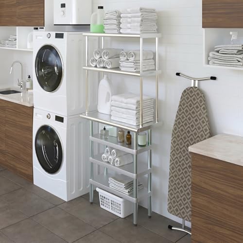 14" x 30" Stainless Steel Work Table with 3 Shelves and 12" Wide Double Tier Overshelf