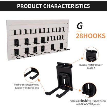 Slat Wall Accessories Garage Hooks Heavy Duty Slatwall Panel Hook Locking Bike Hook for Slat Wall Hooks for Hanging Ladder Storage System Black Accessory for Power Tools Organizer