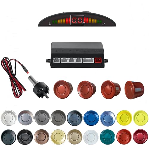 Parking Sensor Kit Backup Sensor Kit Reverse Sensor for Car 20 Color Options for Probes Adjustable Alarm Volume Professional Sensore de Reversa para Carro Safe Driving Assistant（Dark Red）