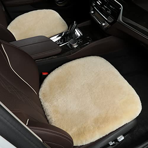 Genuine Sheepskin Car Seat Cushion Seat Covers for Cars Trucks SUV Comfort Seat Protector Pad for Car Driver Seat Car Accessories (3 Count)