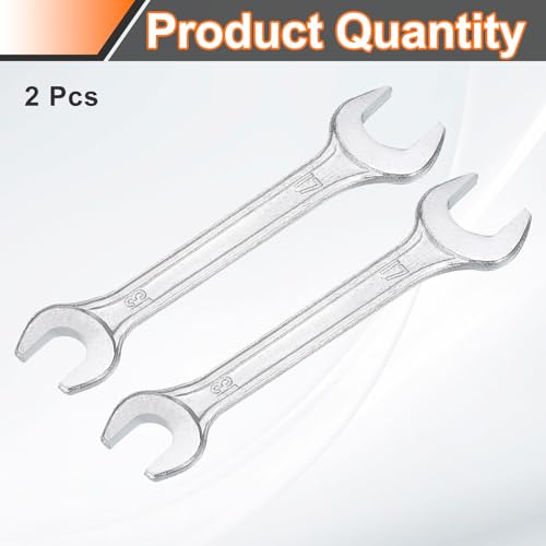 2pcs Double Open End Wrench 13mm x 17mm Metric 15 Degree Offset Angle Small Flat Head Wrench Galvanizing Open Ended Spanner for Automotive Repair Furniture Assembly (2 Count)