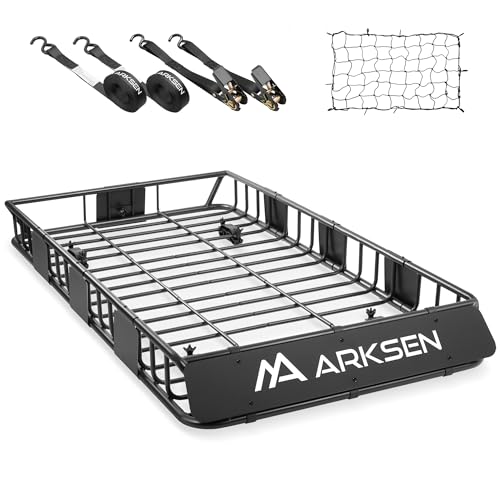 64" x 34" x 6" Roof Rack Cargo Basket with Net & Tie Down Straps