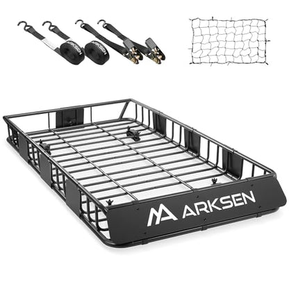 64" x 34" x 6" Roof Rack Cargo Basket with Net & Tie Down Straps