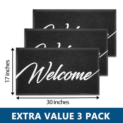 Door Mat 3 Pack Outside Inside Welcome Doormat 30"x17.5" Durable Floor Mat Non Slip Rug Ultra Absorb Mud Easy Clean Front Doormat for Garage (10.94 Sq Ft)