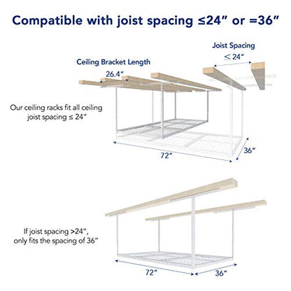 3x6 Overhead Garage Ceiling Storage Rack Organization