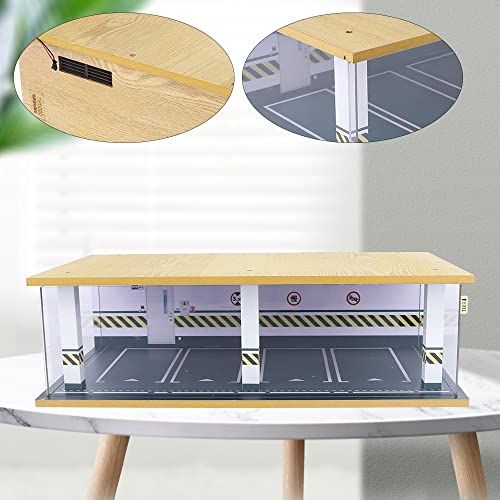 1 24 Parking Garage Model Car Garage Display Case with Clear Acrylic Cover and LED Lighting Toy Car Storage Tabletop Showcase for Boy Kids Home Toy Stores
