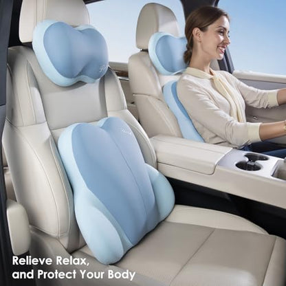 Lumbar Support with Car headrest Back Pillow for Chairs Headrest Pillow for Car Ergonomic Ultrathick Memory Foam Back Pillow for Office Chair