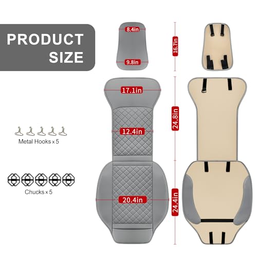 2 Pack Leather Front Car Seat Covers with Side Wrap Grey (2 Count)