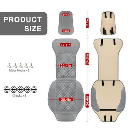 2 Pack Leather Front Car Seat Covers with Side Wrap Grey (2 Count)