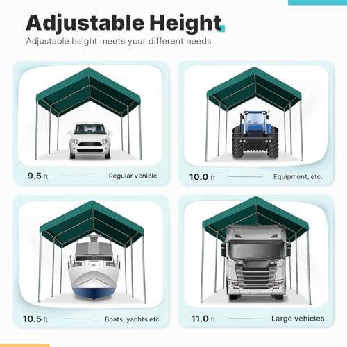 Adjustable 10x15 ft Heavy Duty Carport Car Canopy Garage Boat Shelter Party Tent