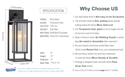 21" Outdoor Wall Light Fixtures Waterproofed Exterior Lantern W (2 Count)