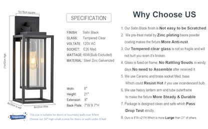 21" Outdoor Wall Light Fixtures Waterproofed Exterior Lantern W (2 Count)