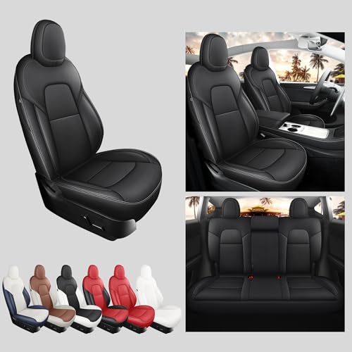 for Tesla Model Y Seat Covers Custom Fit Leather Seat Cover Black