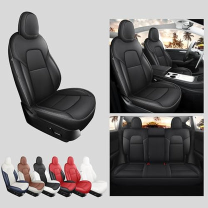 for Tesla Model Y Seat Covers Custom Fit Leather Seat Cover Black