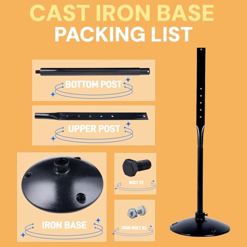 Heavy Duty Cast Iron Sign Post Base Kit