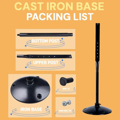 Heavy Duty Cast Iron Sign Post Base Kit