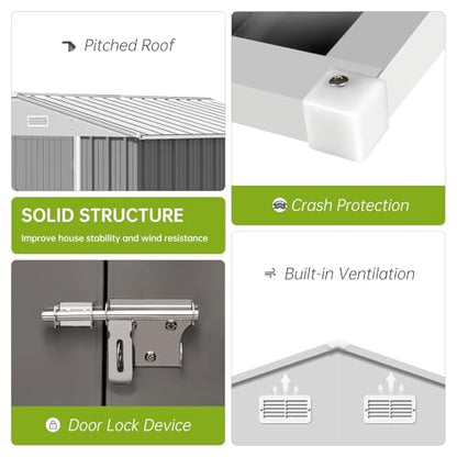 10X12FT Outdoor Metal Storage Shed
