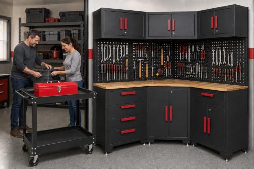 10Pcs Corner Garage Cabinets Storage System