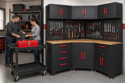 10Pcs Corner Garage Cabinets Storage System