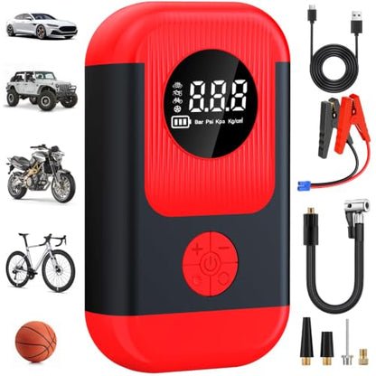 Tire Inflator Portable Air Compressor & Car Jump Starter