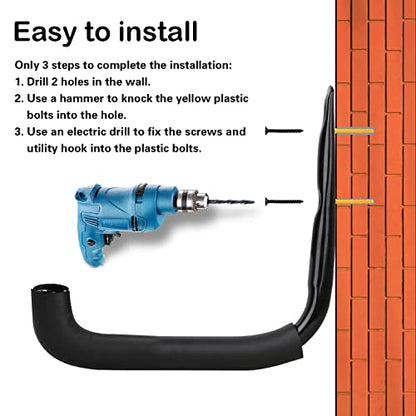 6 Pack 9 Inch Wall Mount Garage Storage Hooks for Ladder & Tools (6 Count)