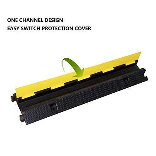 2 Pack Rubber Cable Ramp Hose Cable Protector Ramp 1 Channel 22000Lbs Load Capacity Traffic Speed Bump Wires Power Lines Extension Cord Cover for Indoor Outdoor (3 Count)