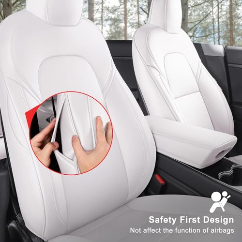 Tesla Model 3 Car Seat Covers Nappa Leather Car Interior Seat Airbag Compatible Cushion Cover Full Set Custom Fit 2023 2022 2021 2020 2019 2018